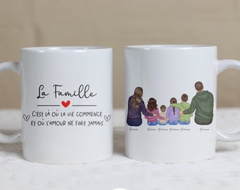 Mug fête des mères personnalisé, cadeau personnalisé famille, tasse personnalisée fête des pères