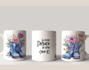 Mug personnalisé rando bottines marche, tasse personnalisée sport loisir passion