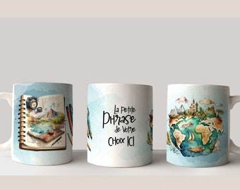 Mug personnalisé voyage, tasse personnalisée sport loisir passion