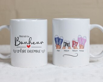 Mug personnalisé famille, tasse personnalisé baskets, cadeau maman, cadeau papa