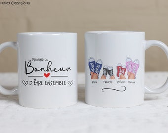 Mug personnalisé famille, tasse personnalisé baskets, cadeau maman, cadeau papa