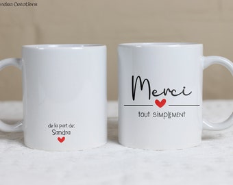 Mug merci personnalisé, cadeau remerciement, tasse merci personnalisée