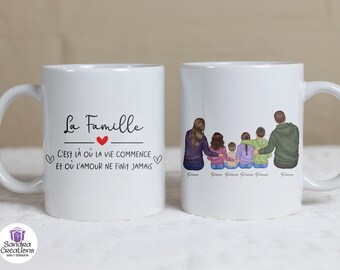 Mug fête des mères personnalisé, cadeau personnalisé famille, tasse personnalisée fête des pères