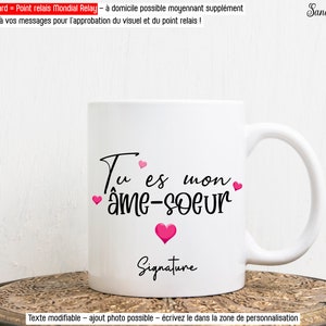 Mug ruban de coeurs - Tasse avec messages personnalisés (couple - coeur -  amour - mariage - fiançailles) fabriqué en France livraison rapide