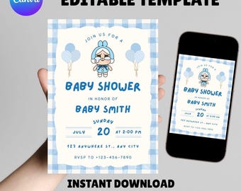 Cry Baby Baby Shower Einladung | Bearbeitbare Canva Vorlage (5x7)
