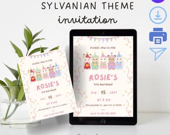 Sylvanian Birthday Invitation | Cute Critters, Editable Canva Template (Digital Download)
