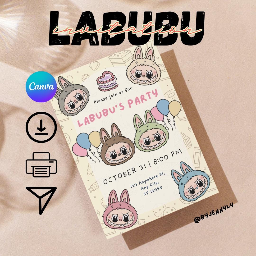 Labubu Theme Birthday Invitation Cute Monster Invitation Editable Birthday Invitation Il Pxyd
