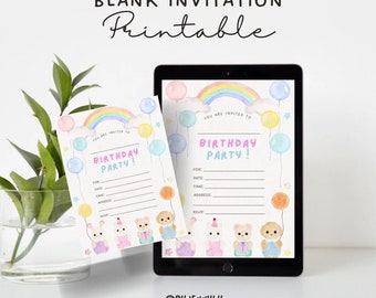 Sylvanian birthday invitation | Blank birthday invitation | Fillable invitation | Printable invitation