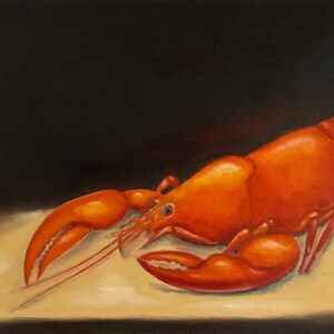 20&quot; Original Lobster Painting | Original Painting | Oil Lobster Painting | Large Lobster Painting | red Lobster Painting | Lobster Gift