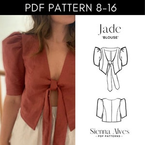 Jade | Tie Front Top | Digital Pattern PDF 8-16 UK