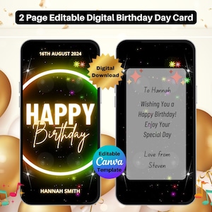 Animated Birthday E-Card Template Editable Birthday Video Card Editable Canva Birthday Greeting Card
