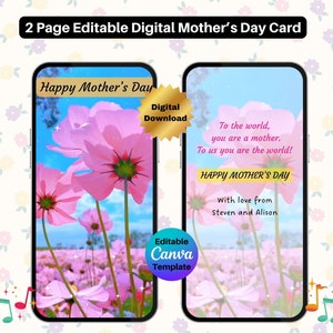 Tarjeta de video del Día de la Madre Tarjeta de video editable del Día de la Madre Tarjeta del Día de la Madre Tarjeta de felicitación en video digital del Día de la Madre Día de la Madre