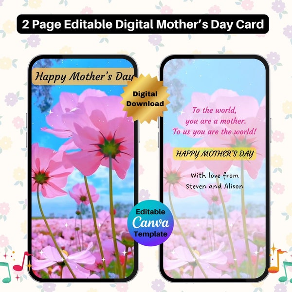 Happy Mothers Day Video Card Editable Mothers Day Video Card Mothers Day Card Digital Mothers Day Video Greeting card Mothers day