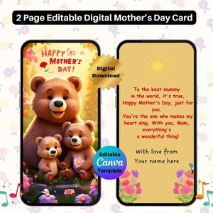 Tarjeta de video del Día de la Madre Tarjeta de video editable del Día de la Madre Tarjeta del Día de la Madre Tarjeta de felicitación en video digital del Día de la Madre Día de la Madre