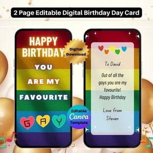 Animierte Gay-Geburtstags-E-Card, Gay-Geburtstags-Videokarte, Gay-Pride-Karte