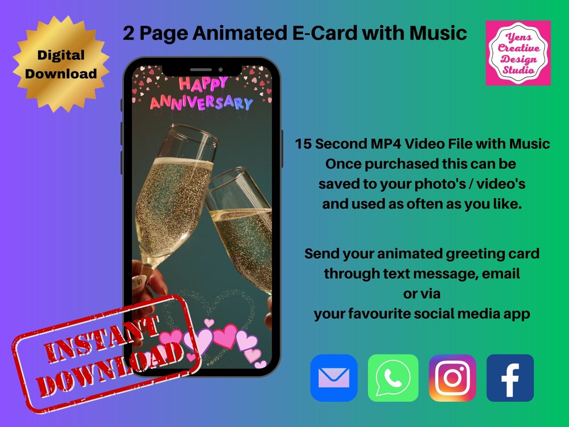 Animated Anniversary Ecard Anniversary Video Card Etsy UK