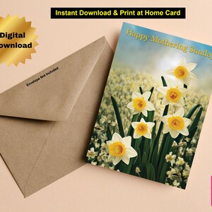 Printable Daffodil Mothers Day Card 7x5 inch Mothers Day Card Downloadable Daffodil Mothers Day Card Instant Download Digital Card
