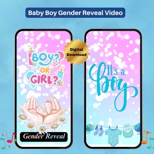 Vídeo de revelación de género ¡Es un niño! Tarjeta de anuncio de embarazo digital Vídeo para redes sociales, anuncio de bebé Descarga instantánea