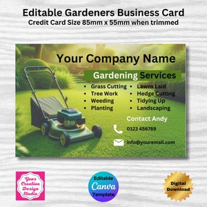 Biglietto da visita per servizi di giardinaggio, modello modificabile Canva Designs, biglietto da visita per giardinieri con modello A4 9 pagine gratuito