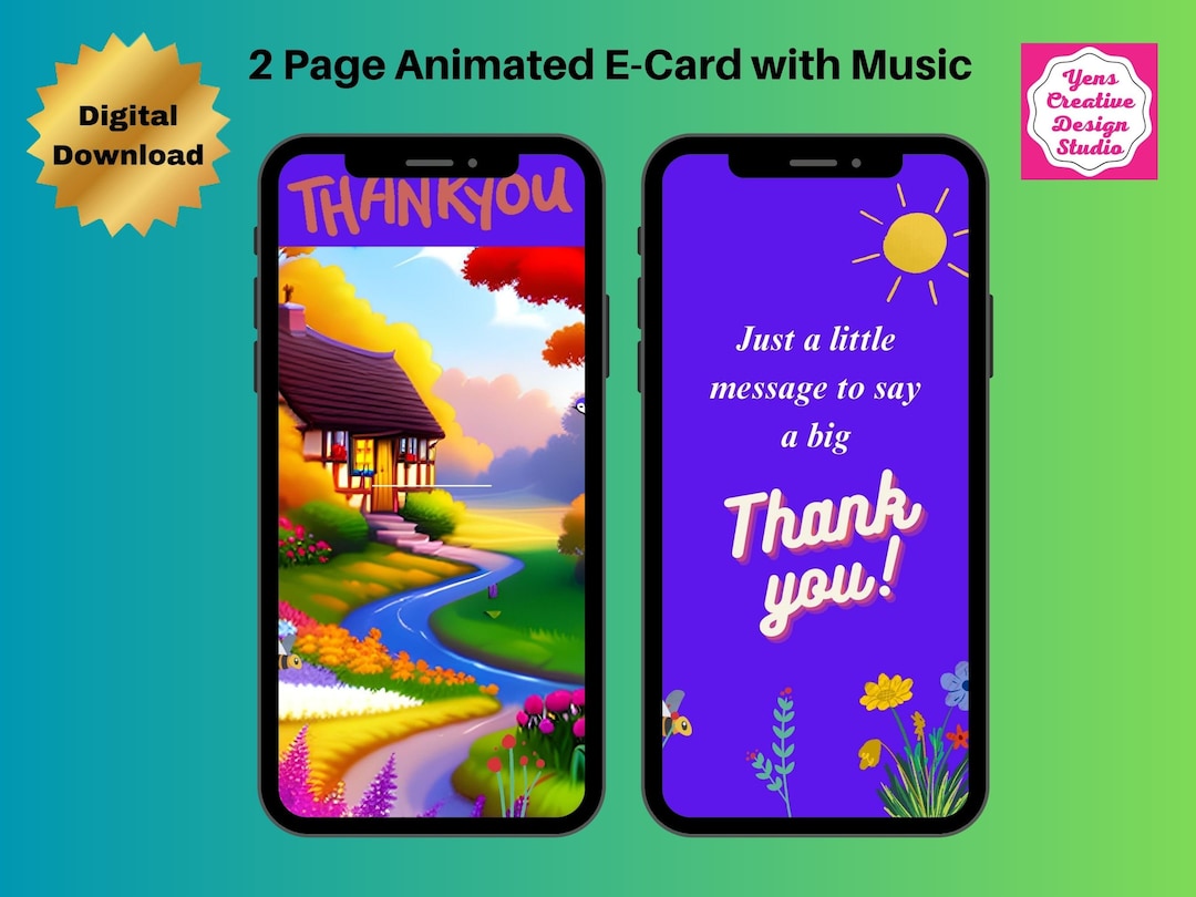 Animated Thank You Card Ecard Thank You Video Card Etsy