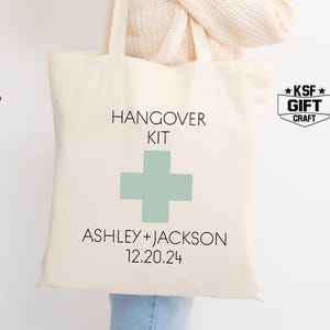 Custom Hangover Kit Tote Bag, Bachelorette Hangover Kit Totes, Custom Name & Year Bag, Hangover Kit Bag, Personalized Tote Bags for Wedding