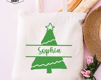 Custom Christmas Tree Tote Bag: Personalized Xmas Party Favor