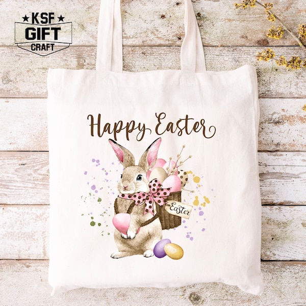 Happy Easter Tote Bag, Easter Girl Bunny Tote, Egg Hunter Totes, Easter Basket Tote Bag, Easter Shopping Bag, Easter Egg Totes, Easter Gift