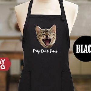 Custom Pet Photo Apron, Custom Text Apron, Custom Name Apron, Custom Apron With Pet Photo, Customized Apron, Pet Owner Gift, Cat Lover Apron