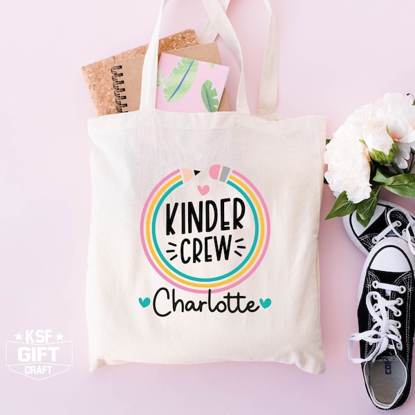 Custom Kindergarten Crew Tote Bags, Kindergarten Tote Bags, Teacher Bag, Back to School Totes, Teacher Appreciation Totes, Team Kindergarten