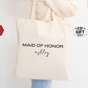 Custom Maid Of Honor Tote Bag, Custom Bride Totes, Bridesmaid Bags, Custom Name Totes, Bridal Party Gifts, Maid of Honor Gift, Wedding Gift