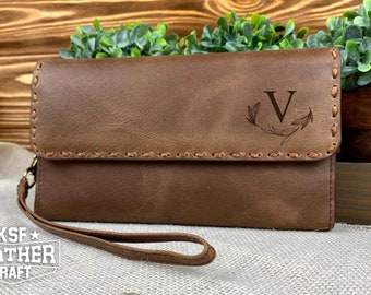 long leather wallet womens