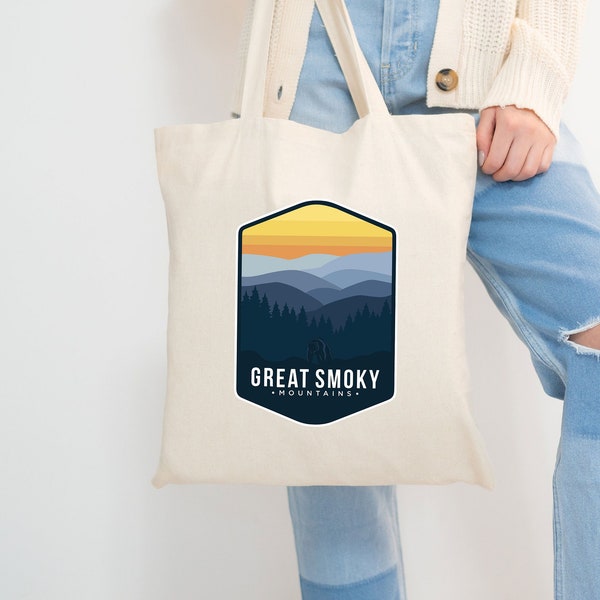 Great Smoky Mountains National Park Totes, Natural Cotton Tote Bag, Reusable Tote, National Park Totes,Shopping Bag,Grocery Tote,Hiking Tote