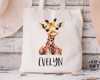 Cute Animal Tote Bag, Giraffe Tote Bag, Cute Giraffe Tote Bag, Kids Tote Bag, Kids Birthday Gift Bag, Welcome Birthday Bag, Kids Toy Bag