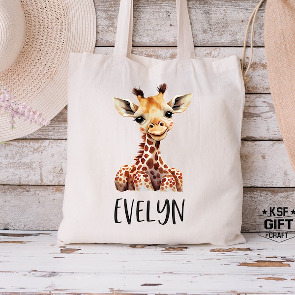 Cute Animal Tote Bag, Giraffe Tote Bag, Cute Giraffe Tote Bag, Kids Tote Bag, Kids Birthday Gift Bag, Welcome Birthday Bag, Kids Toy Bag