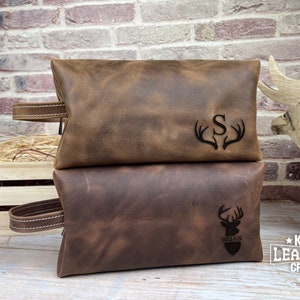 Leather Pillow bag Embossed Monogram