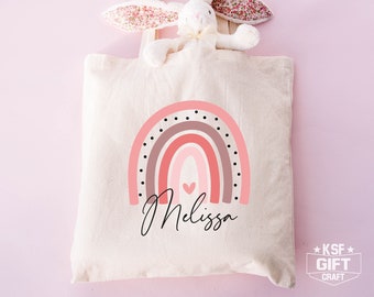 Personalized Rainbow Tote Bag: Custom Name Gift