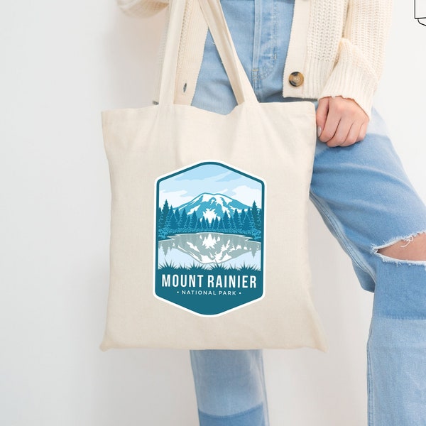 Mount Rainier Totes, Mount Rainier Souvenir Totes, Shopping Tote Bag, National Park Tote, Reusable Tote Bag,Washington Tote Bag,Rainier Tote