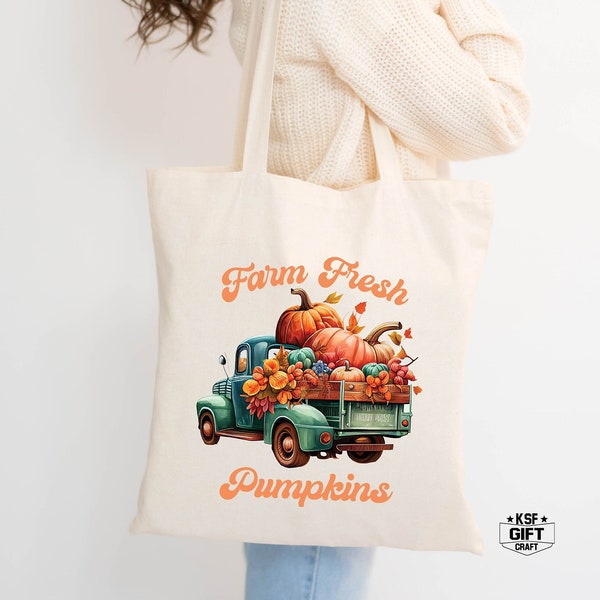 Farm Fresh Pumpkin Tote Bag, Pumpkin Farm Gift Totes, Fall Season Tote Bag, Canas Tote Bag Gift, Shopping Bag, Fall Tote Bag, Fall Gift Bag