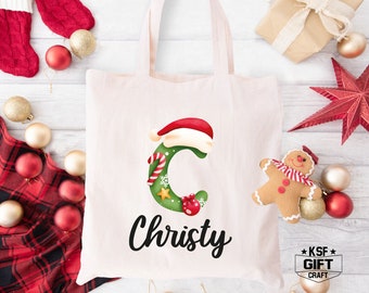 Custom Name Christmas Tote Bags, Family Totes, Santa&#39;s Gift Bags, Christmas Tote Bags, Christmas Present Totes, Christmas Favor Gift  Totes