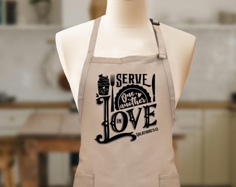 Serve One Another In Love Apron: Christian Kitchen Gift