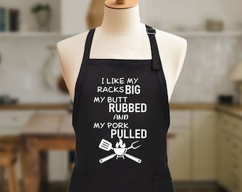 Funny BBQ Apron, I Like My Racks, Gift for Dad