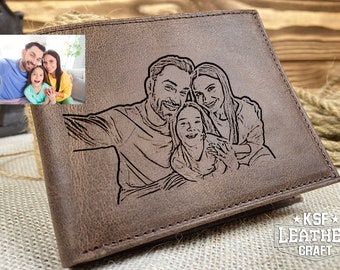 Custom Photo Wallet ,Leather Wallet, Handwriting Wallets Gift for Him , Anniversary Gift For Him, Fathers Day Gift