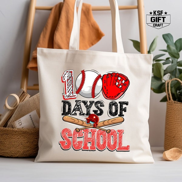 100 Days of School Tote Bag, Baseball Coach Tote Bag, Back To School Tote Bag, Teacher Tote Bag, School Tote Bag,100 Day Totes,Student Totes