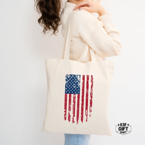 USA Flag Totes, 4th July Party Gift Totes, USA Tote Bag, 4th of July Bag, Happy 4th of July Tote Bag, Patriotic Gift Tote Bag. Canvas Tote