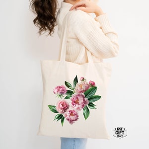 Wildflower Totes, Floral Tote Bag, Pink Roses Totes, Bridesmaid Totes,  Gift For Women Totes, Birthday Gift Bag, Birthday Totes, Gift Tote