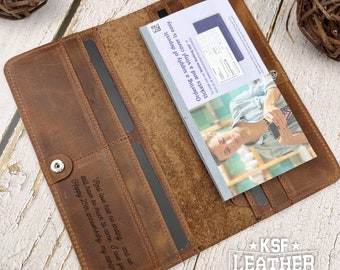 Anniversary Gift Leather Checkbook, Personalized Checkbook, Credit Card Organizer, Leather Wallet, Gift For Him, Gift For Her.
