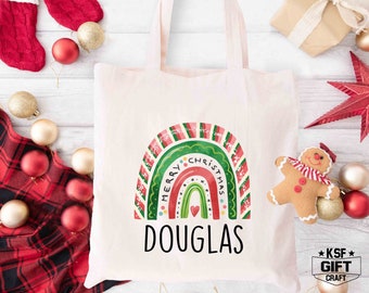 Personalized Christmas Tote Bag: Rainbow Family Gift