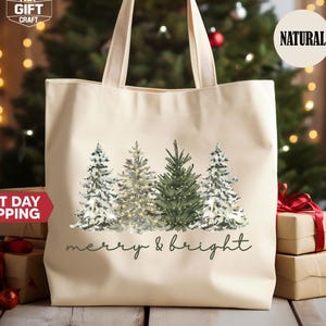 Merry & Bright Christmas Tree Tote Bag: Merry Xmas Totes