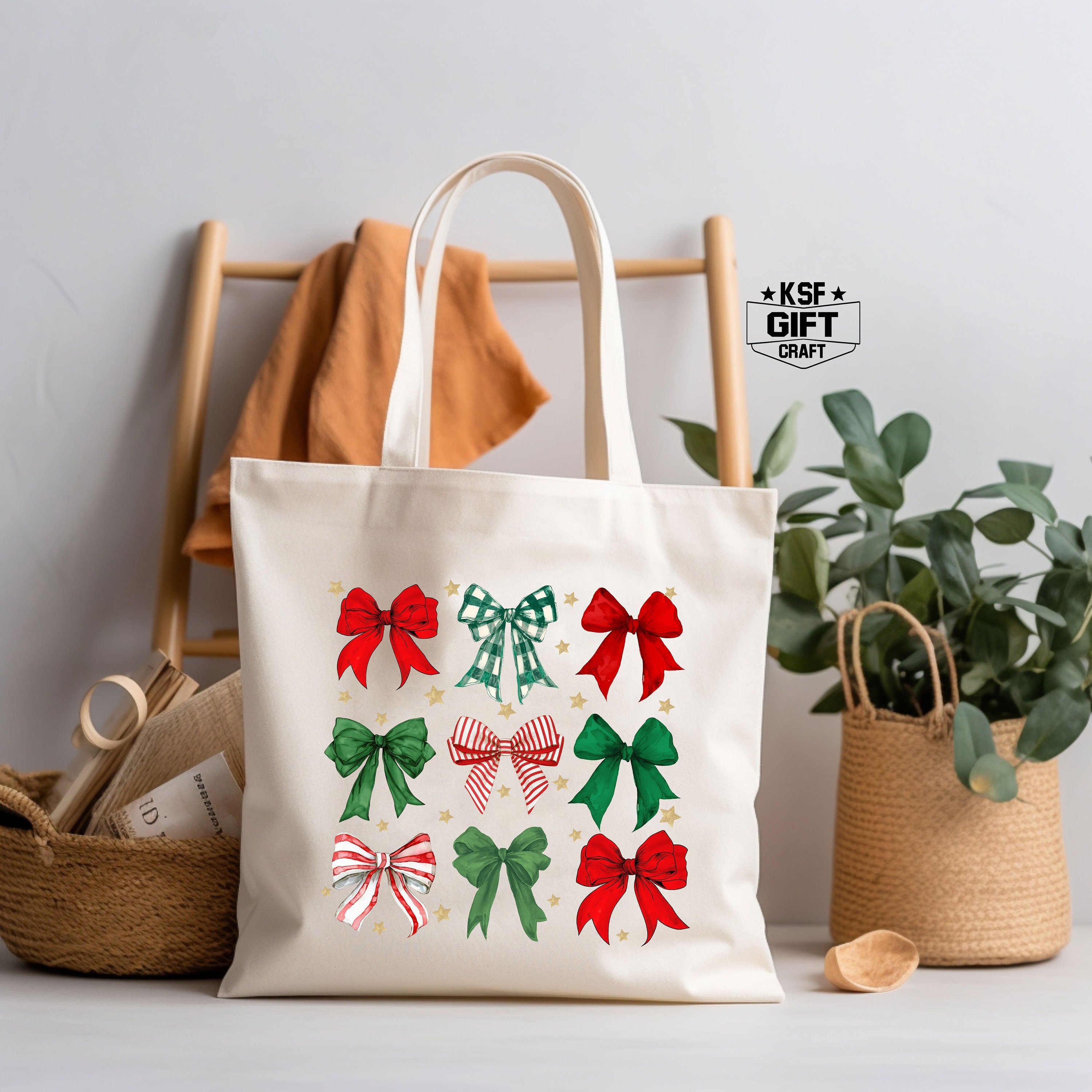 Christmas Coquettes Tote Bag, Coquette Bow Totes, Merry Xmas Totes, Trendy Coquette Gift Bag, Red Coquette Lover Tote, Christmas Present Bag
