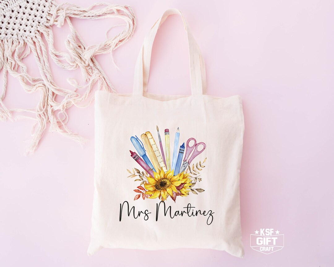 Personalized Teacher Tote Bag: School Supplies Gift - Etsy